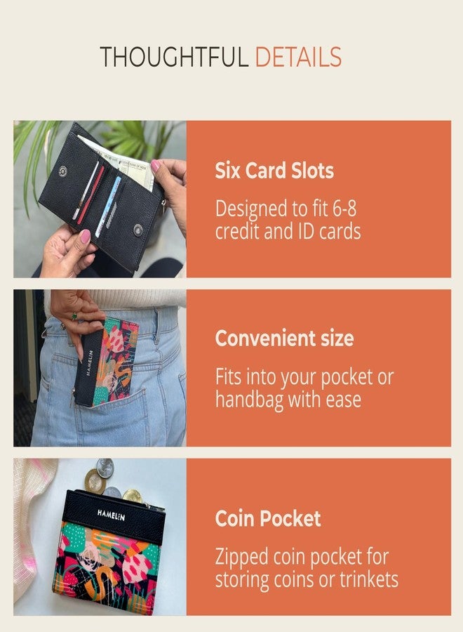 HAMELIN محفظة هاملين النسائية | محفظة أنيقة رفيعة لحفظ البطاقات | محفظة صغيرة الحجم مع حامل بطاقات | محفظة صغيرة | محافظ صغيرة متعددة الاستخدامات للفتيات | تصميم مرح - Image 4